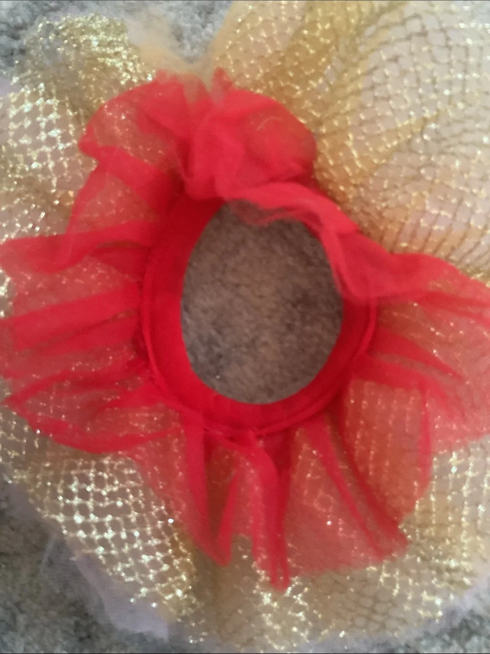 Red, white and gold pet Tutu size XXS for cat or dog